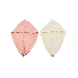 2 Pack Pink & Beige Head Wrap Set